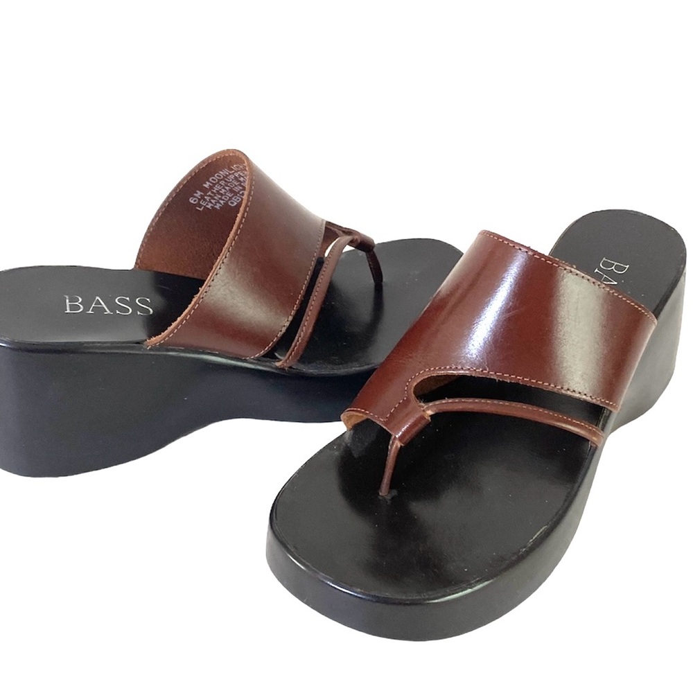 BASS Leather Toe Wedge Sandals